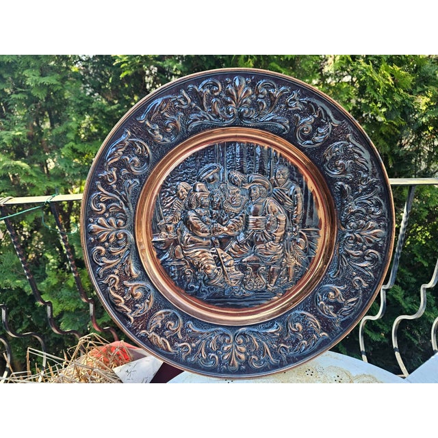 Painting, copper bas-relief, beer tavern, 1950s-1970s, dimensions: diameter 58.8 cm, height 6.5 cm.