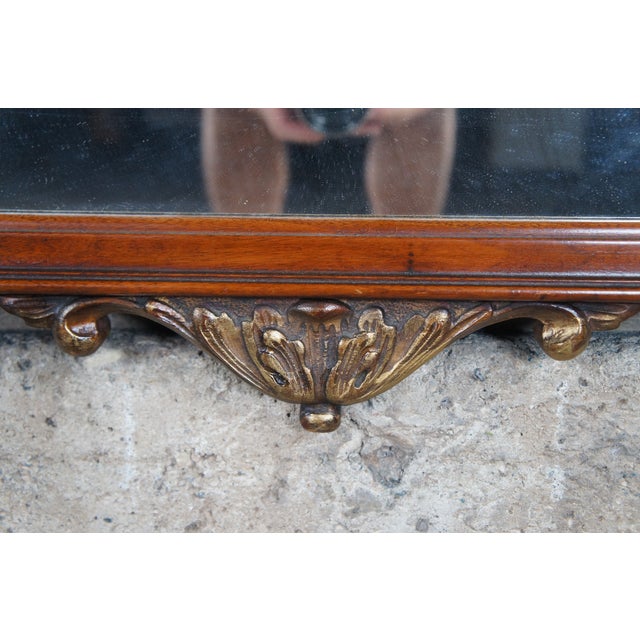 Brown Vintage French Louis XV Neoclassical Style Mahogany Wall Hanging Vanity Mirror For Sale - Image 8 of 12