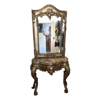 Ferguson Copeland Baroque Style Silver Gilt Console Table & Mirror - 2 Piece Set For Sale