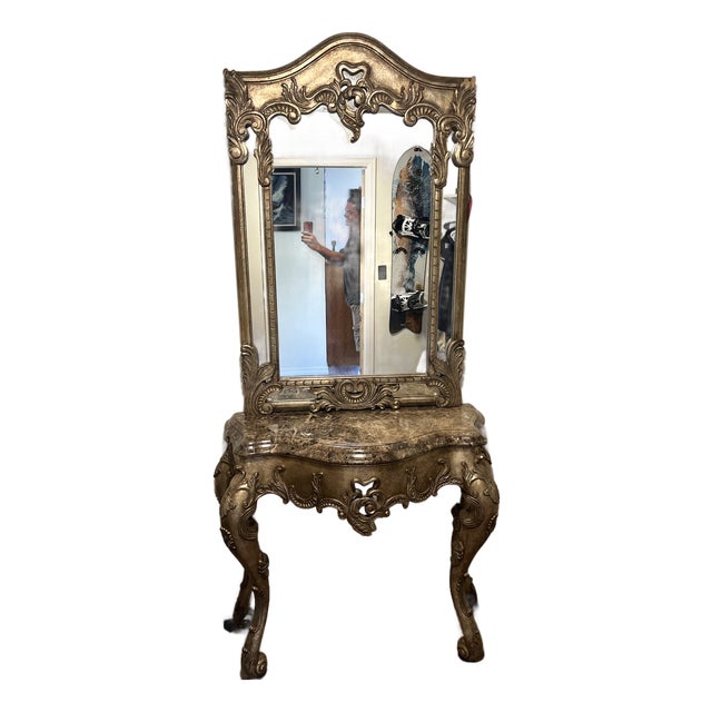 Ferguson Copeland Baroque Style Silver Gilt Console Table & Mirror - 2 Piece Set For Sale