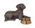 Brass labrador dog in a dark bronze finish with a dish to hold small items such as keys, paperclips, or mail (using slot).