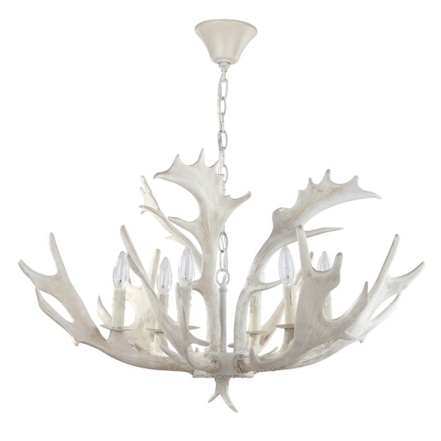 2020s 30-Inch Diameter Antler Chandelier - White For Sale - Image 5 of 5