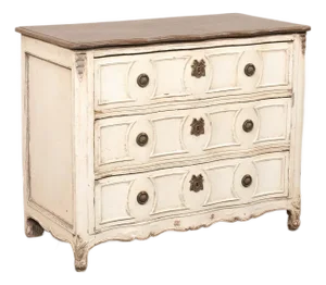 18th C. French Serpentine Commode in Cream