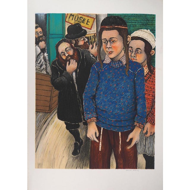 David Azuz, At the Museum of Jewish Culture, Original Lithograph For Sale - Image 7 of 7
