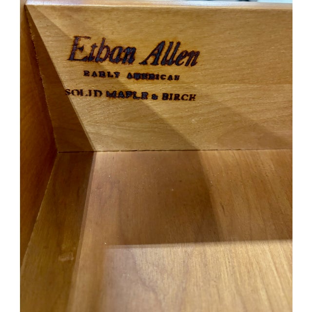 Vintage Ethan Allen Heirloom Early American Maple & Birch Secretary Desk & Hutch For Sale - Image 13 of 16