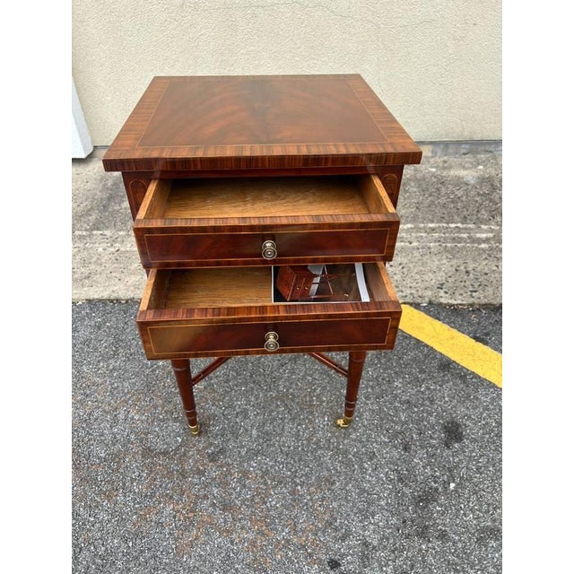 Mid 20th Century 20th Century Federal Style Mahogany and Rosewood Side Table on Casters For Sale - Image 5 of 12