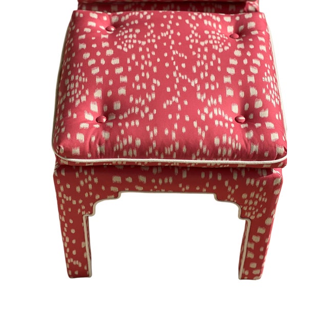 1980s Pair Pink Bunny Williams Style Benches/Ottomans in Brunschwig & Fils For Sale - Image 10 of 10