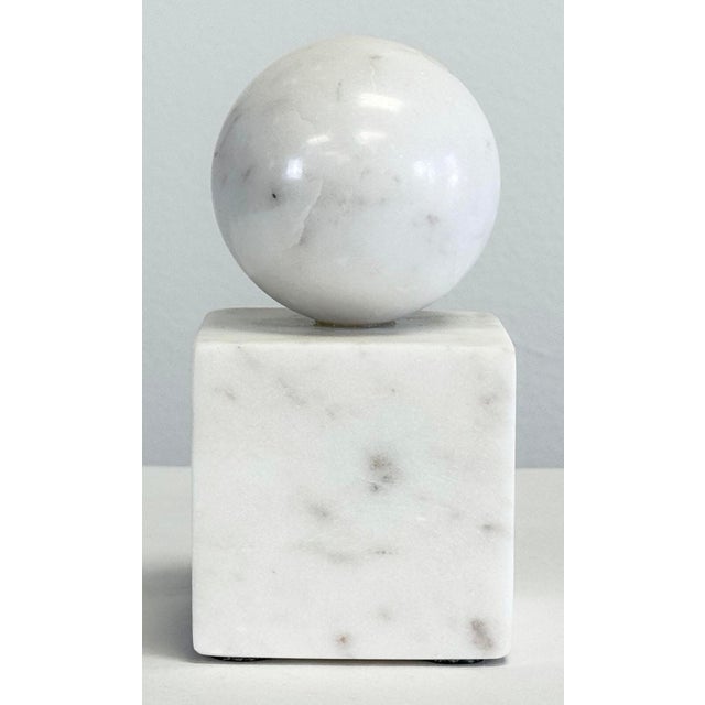 Vintage Alabaster Block Orb Bookends, a Pair For Sale - Image 9 of 12
