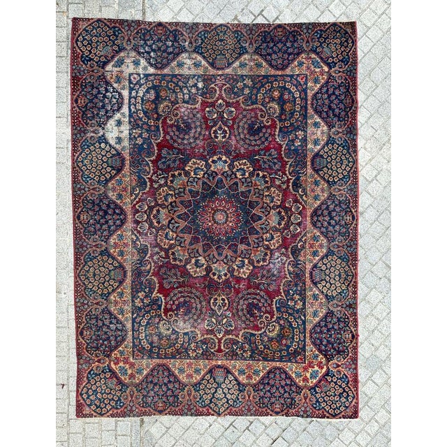 Distressed Kirman Rug, 1890s For Sale - Image 18 of 18