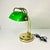 1970s Vintage Art Deco Arts & Crafts Emeraldite Bottle Green Glass Shade Brass Bankers Desk Lamp For Sale - Image 11 of 16