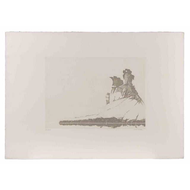 Gino Guida, Rocky Landscape, 1980s, Etching For Sale - Image 3 of 3