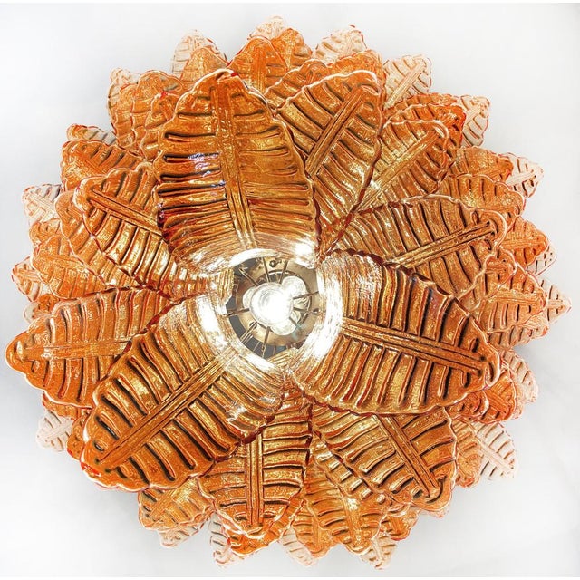 Italian Murano Felci Glass Chandelier with 75 Amber Glasses, 1990s For Sale - Image 3 of 16