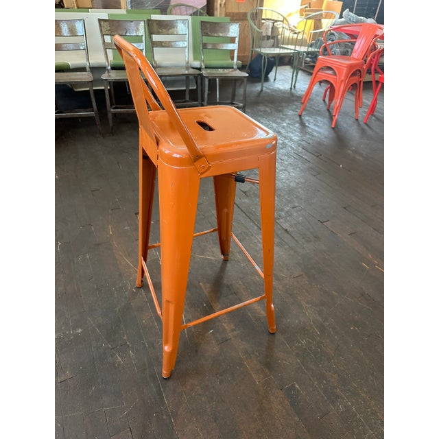 Vintage Tolix Style Lowback Bar Stool Iconic Orange | Chairish