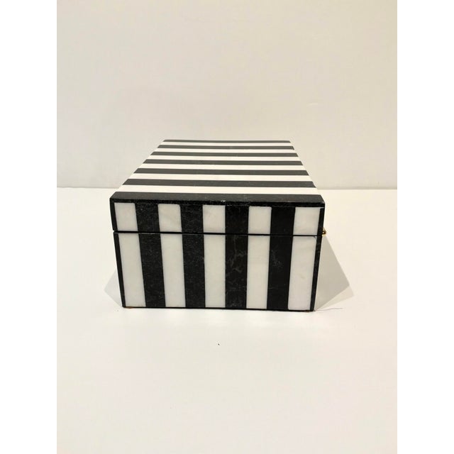 Stylish Made Goods Escher Black & White Marble Box. Black soft interior. Original retail $660. Showroom floor sample.
