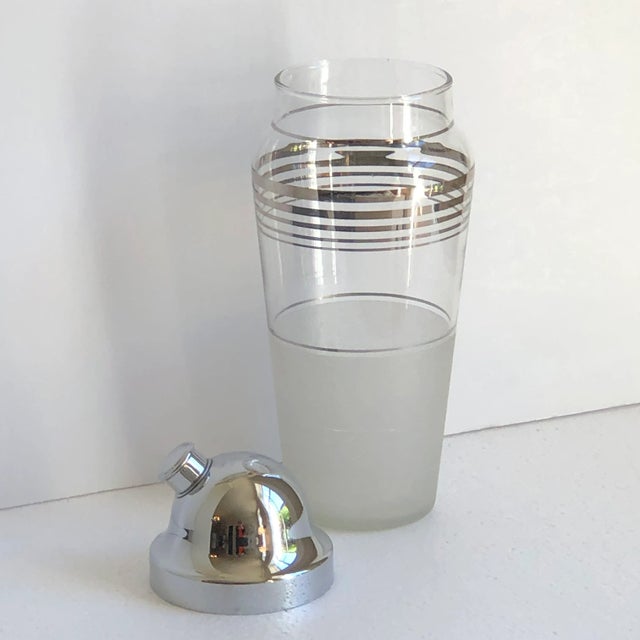 Mid 20th Century Mid-Century Modern Silver-Banded Glass Cocktail Shaker For Sale - Image 10 of 13