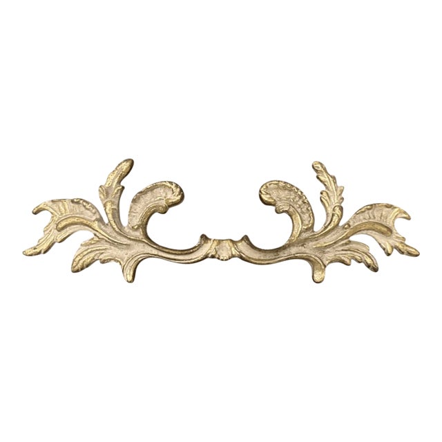 Vintage French Provincial Style Curved Metal Drawer Pull For Sale