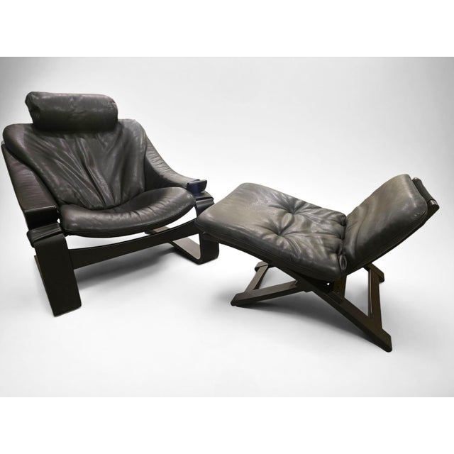 Wood Original Kroken Lounge Chair & Ottoman by Åke Fribytter for Nelo Möbel, Sweden, 1970s For Sale - Image 7 of 11