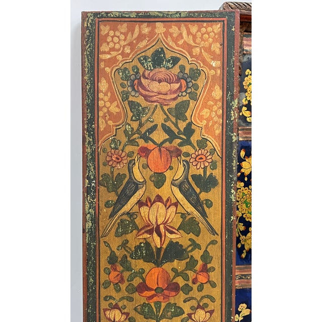 Antique Persian Polychrome Wooden Wall Wedding Mirror For Sale In New York - Image 6 of 11