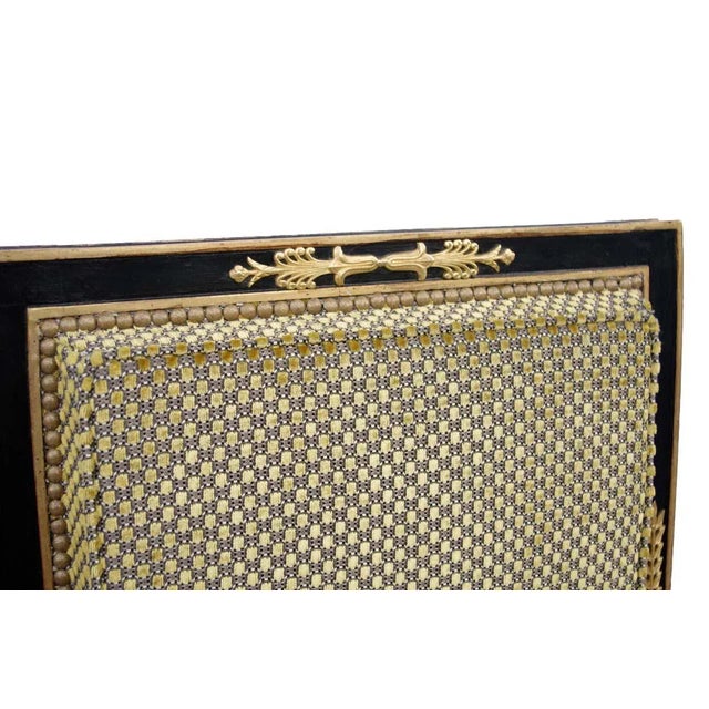 Textile Antique Empire Style Black Lacquered Desk Chair, 1900s For Sale - Image 7 of 8