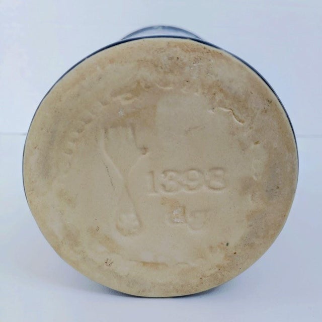 Bennington Potters Mid-Century Modern Bennington Potters Agate Blue Spongeware Earthenware Pottery Vase Crock Signed 1398 Dg David Gil For Sale - Image 4 of 5