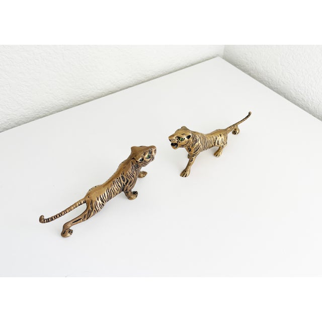 1970s Pair of Brass Tiger Figurines For Sale - Image 4 of 8