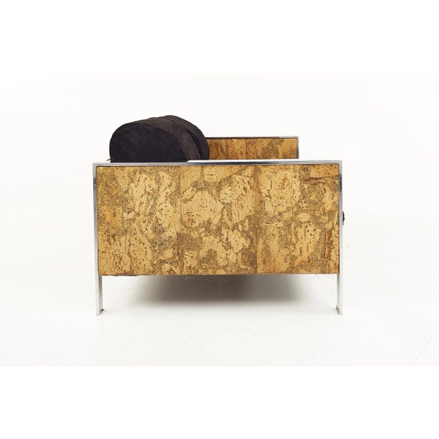 Craft Associates Adrian Pearsall for Craft Associates Mid Century Cork and Chrome Settee For Sale - Image 4 of 12