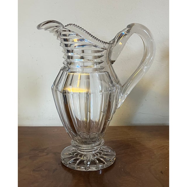 English Large Antique Early 19th Century George III Anglo Irish Cut Crystal Glass Wine Ewer or Water Pitcher For Sale - Image 3 of 13