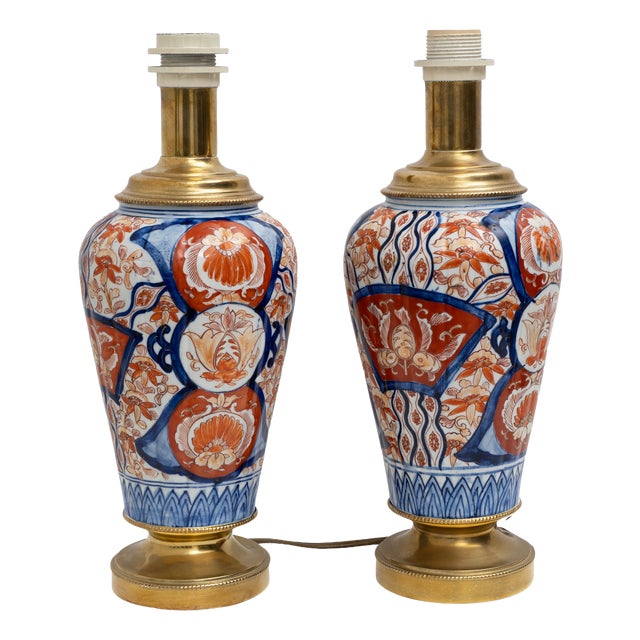 Meiji Imari Porcelain Vases with Gilt Bronze Mounts, Japan, 1800, Set of 2 For Sale