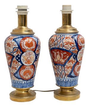Meiji Imari Porcelain Vases with Gilt Bronze Mounts, Japan, 1800, Set of 2