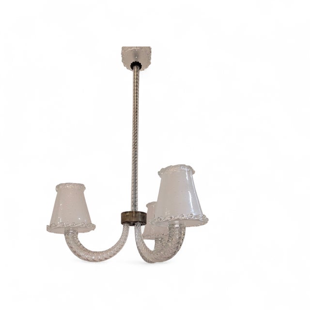 Murano Glass Chandelier with Brass Finishes from Barovier & Toso, 1940s For Sale - Image 10 of 10