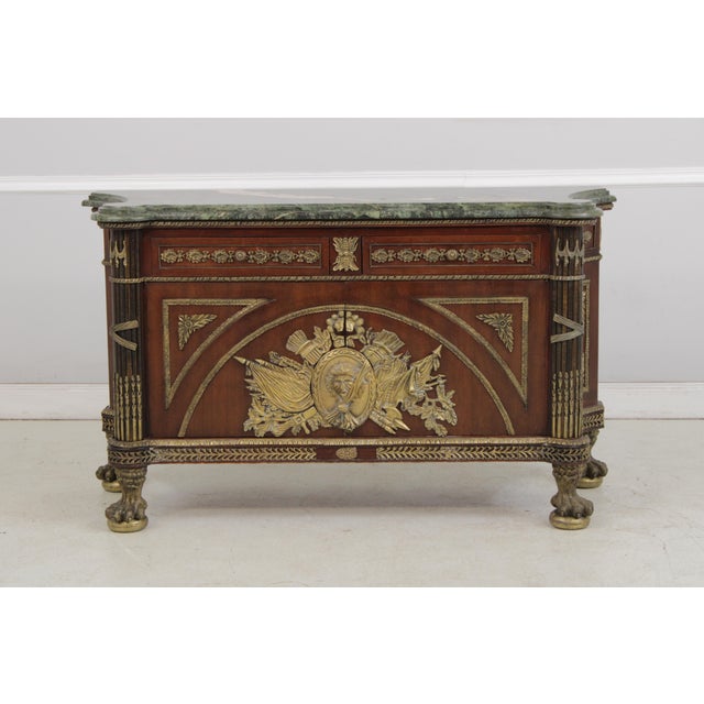 Age: Approx. 50 Years Old Details: Stunning Green Marble Top Bronze Ormolu Mounts Gorgeous Reproduction of an Outstanding...