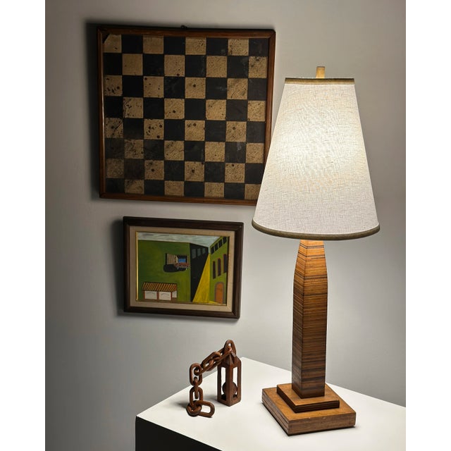 Mid-Century Modern Vintage Vibrant Surrealist Streetscape on Board, Dated 1969 For Sale - Image 3 of 12