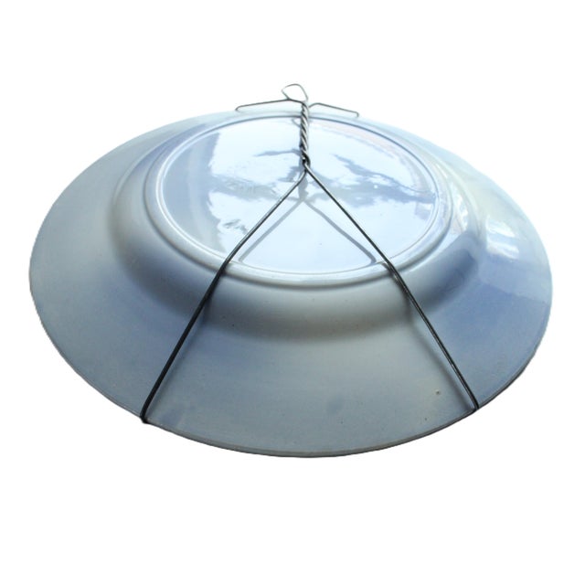 19th Century a lovely flow blue dessert plate by Boch Fr'eres La Louviere, Grand Bouquet Wall display hardware still...