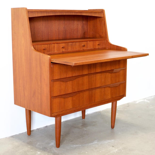 1950s Danish Teak Secretary Desk For Sale - Image 9 of 12