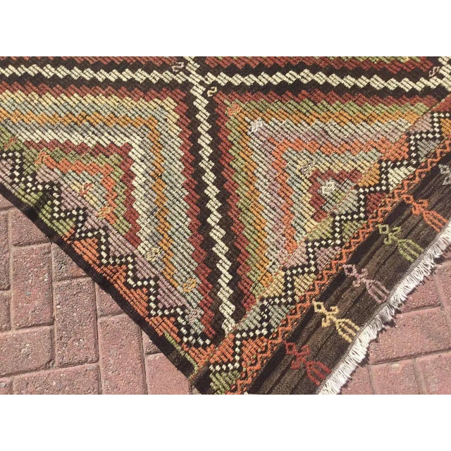 Vintage Rustic Turkish Kilim Rug - 80" X 104" For Sale - Image 9 of 11