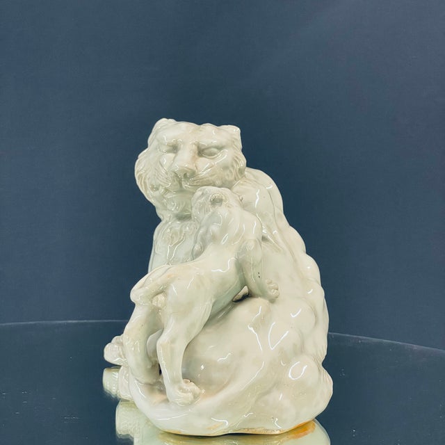 Porcelain Lion Sculpture, 1800s For Sale - Image 12 of 16