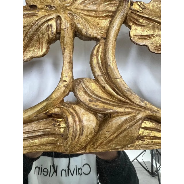 Antique Art Nouveau Giltwood Wall Mirror With Hand Carved Botanical Leaf Frame For Sale - Image 10 of 10