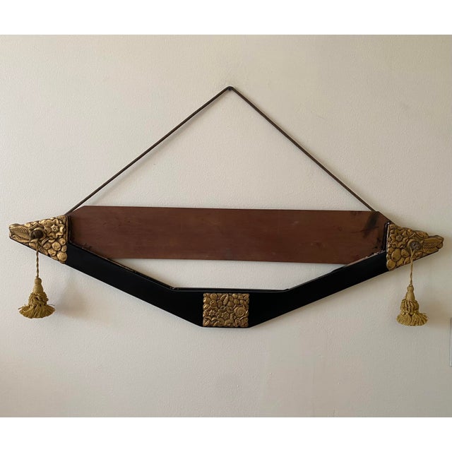 1930s 1930s Period French Art Deco Black Lacquered Wood and Gilt Mirror For Sale - Image 5 of 6