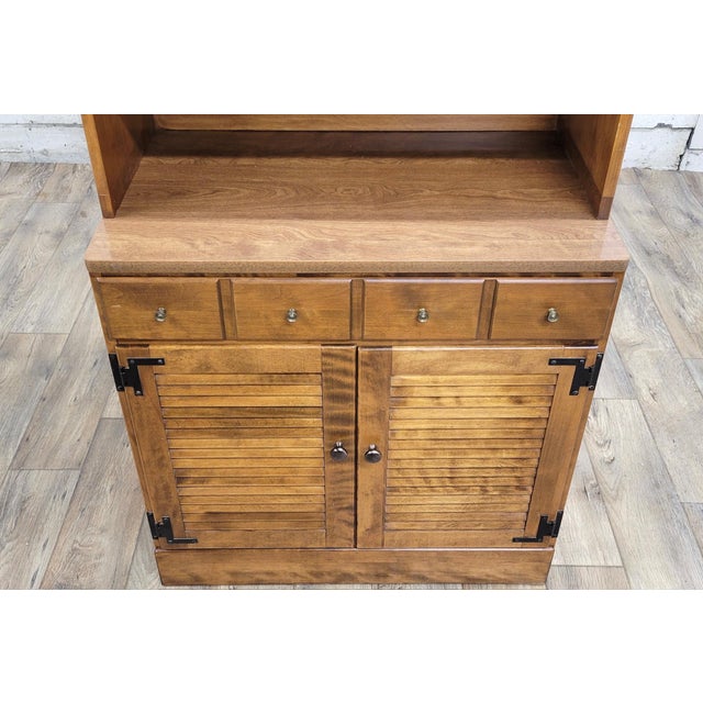 Brown Vintage Ethan Allen Heirloom Nutmeg Maple Crp Cabinet With Hutch For Sale - Image 8 of 11
