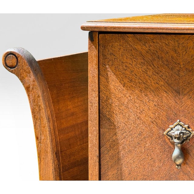 Vintage Art Deco Neoclassical Mahogany Copper-Lined Humidor Magazine Side Table For Sale - Image 10 of 18