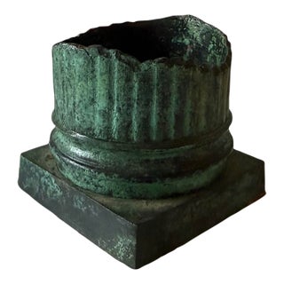 Vintage Green Metal Candle Holder For Sale