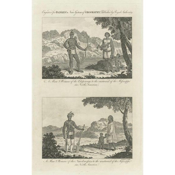 Antique North American Tribes Around the Mississippi, 1787, Paper For Sale