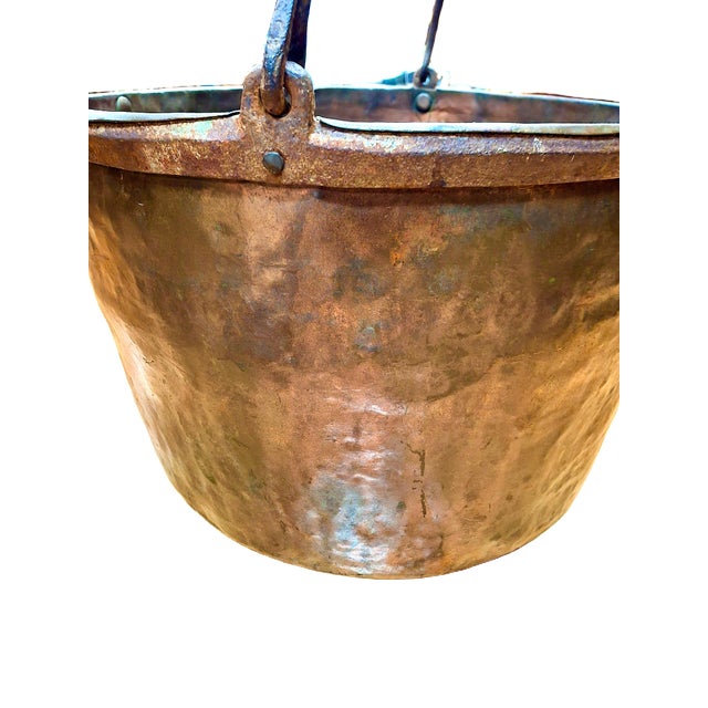 A Large 19th-Century Copper Apple Butter Cauldron With Iron Handle For Sale - Image 10 of 13