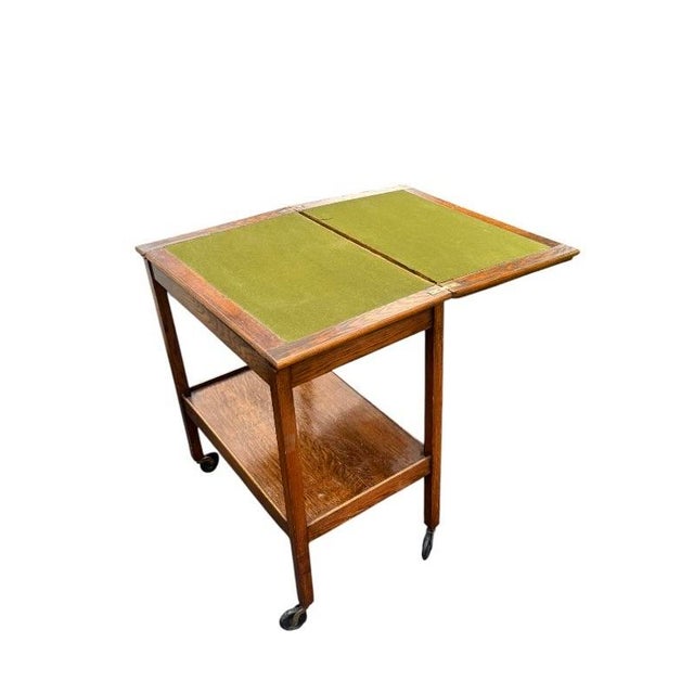 1910s Edwardian Era Quarter Sawn Oak Convertible Bar Cart & Game Table, 1910s-1920s For Sale - Image 5 of 14