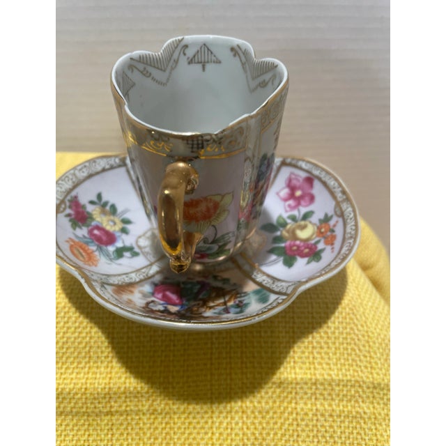 Dresden Tea Cups and Saucers, Set of 4 | Memory Lane Antiques