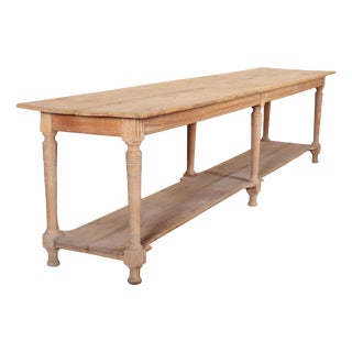 Large Vintage French Console Table in Pine, 1890s For Sale