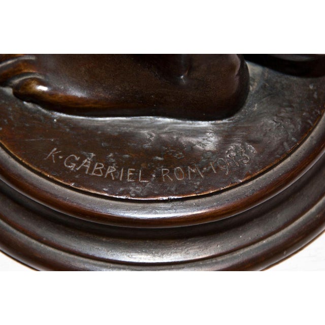 Bronze sculpture “Nudo di Giovinetta” by K. Gabriel in 1913. Hand Signed, dated, and situated in ''ROM'' (Roma) on the...