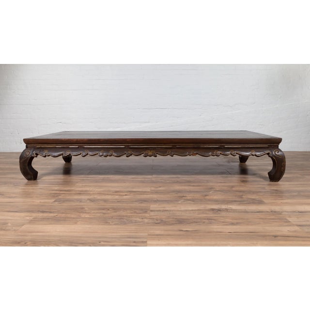 Early 20th Century Antique Northern Chinese Kang Opium Bed with Chow Legs and Hand Carved Frieze For Sale - Image 5 of 13