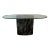 1980's Postmodern Oval Console Table With Black Marbleized Base, Glass and Brass Top For Sale