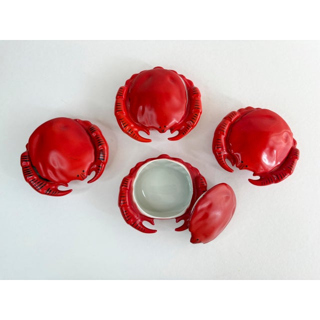 Figurative Mid-Century Crab Cocottes Set of 4 Lidded Dishes For Sale - Image 3 of 14